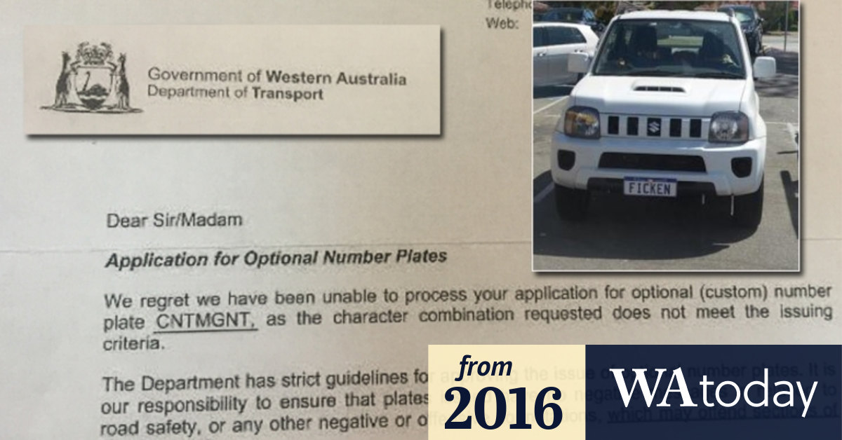 department of transport wa number plates